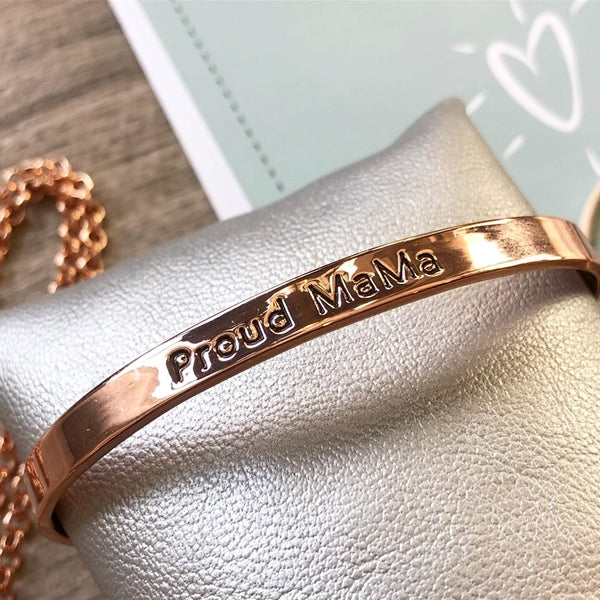 Proud Mama Βραχιόλι Χειροπέδα Love Rose Gold