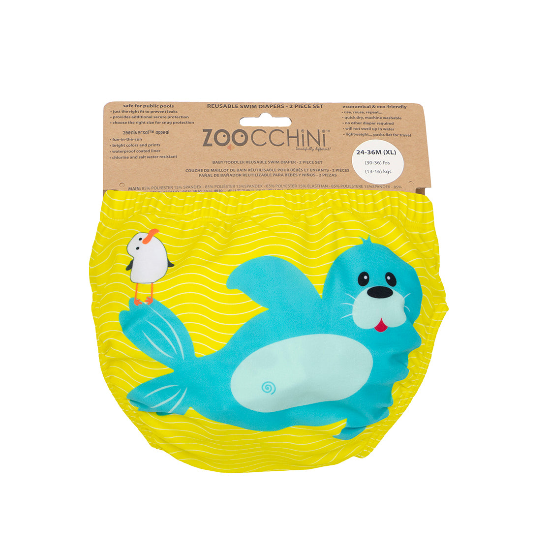 Zoocchini Μαγιώ Πάνα (2pcs Σετ) - Seal