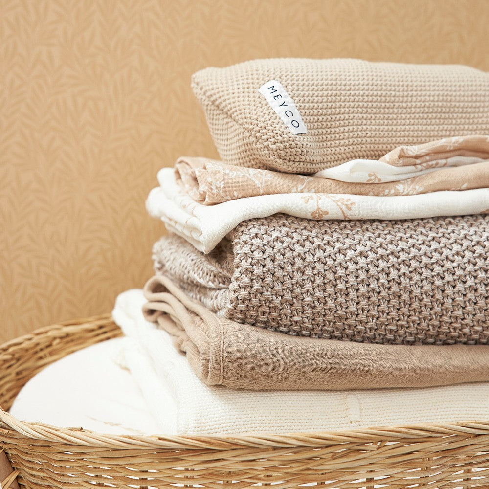 Meyco Σετ 3 Απορροφητικές Λαβέτες/Μουσελίνες Branches Sand - 30x30cm