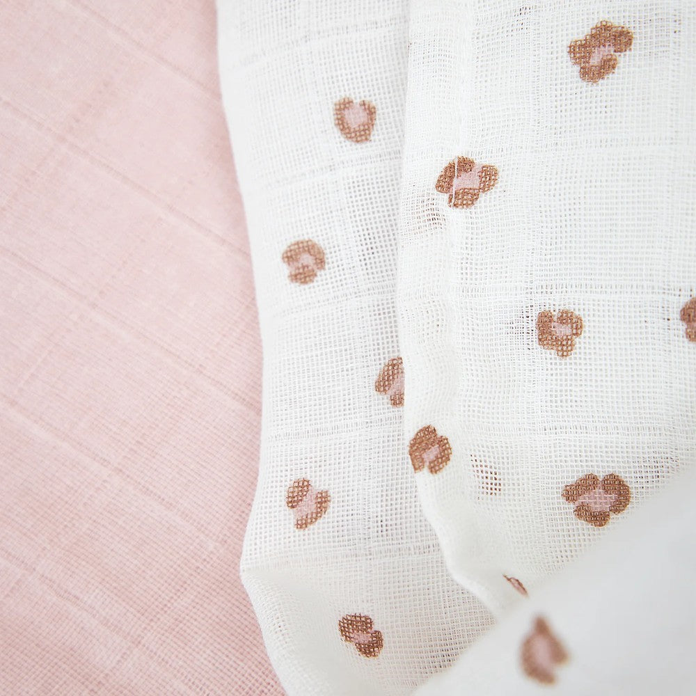 Meyco Σετ 3 Απορροφητικές Λαβέτες/Μουσελίνες Mini Panther Soft Pink - 30x30cm