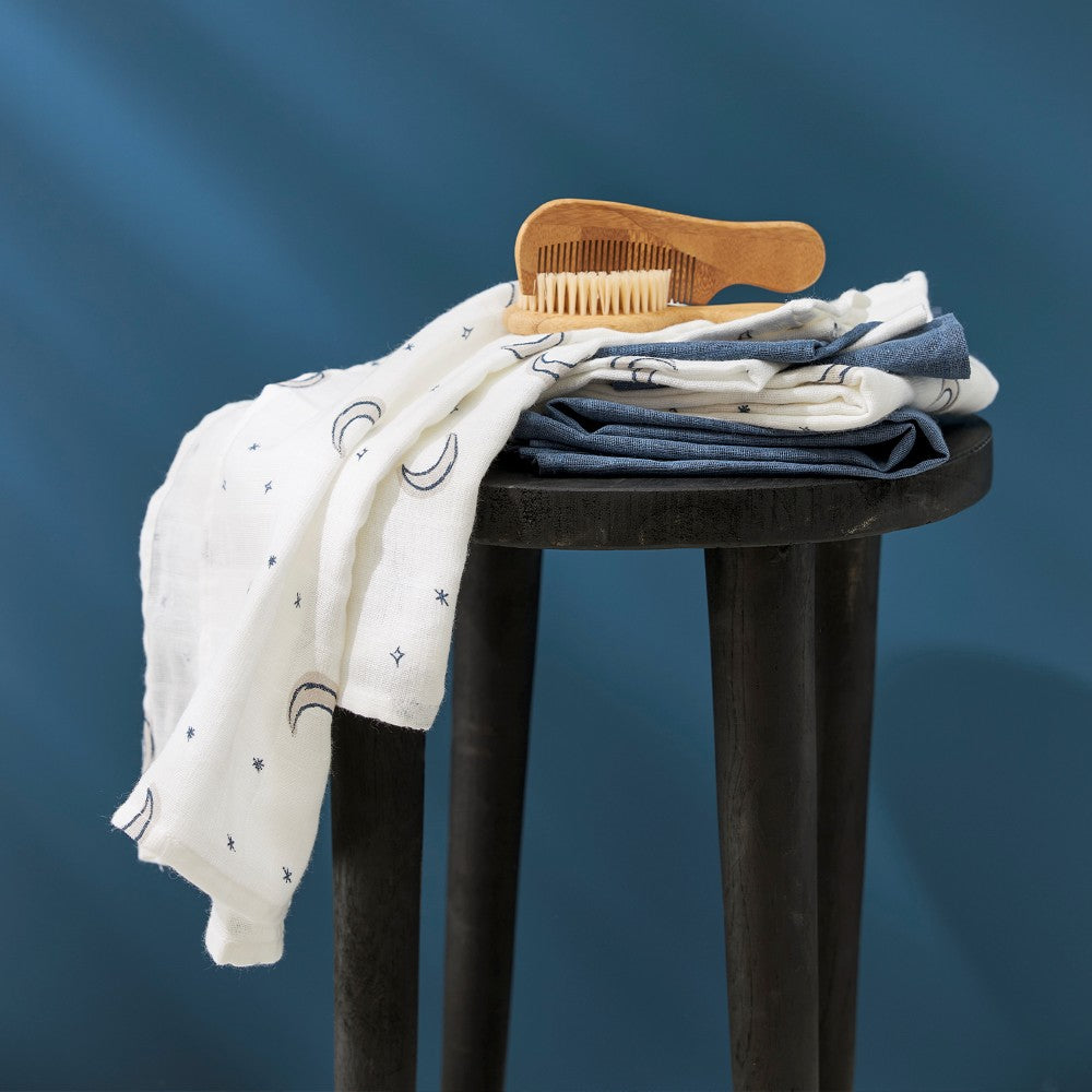 Meyco Σετ 3 Απορροφητικές Λαβέτες/Μουσελίνες Moon Indigo - 30x30cm