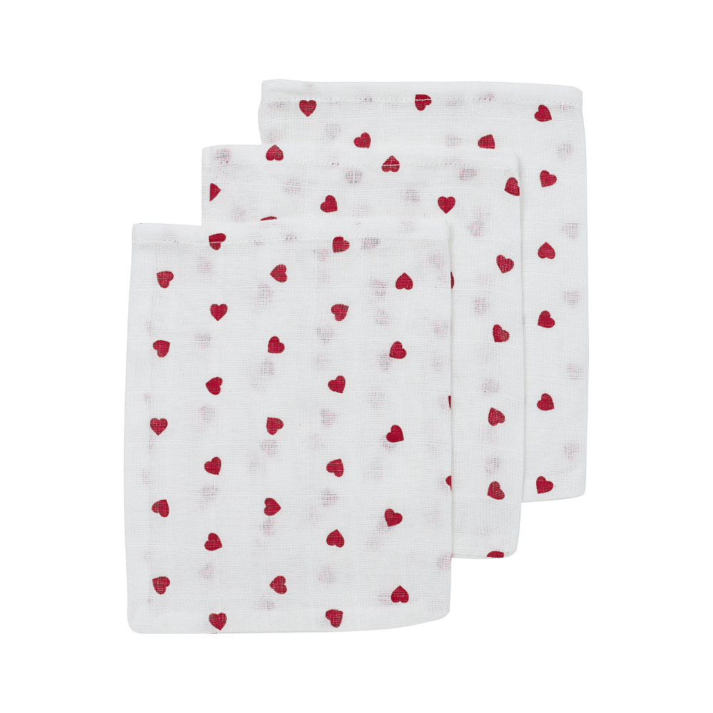 Meyco Σετ 3 Απορροφητικές Λαβέτες/Μουσελίνες Sweet Heart - 30x30cm
