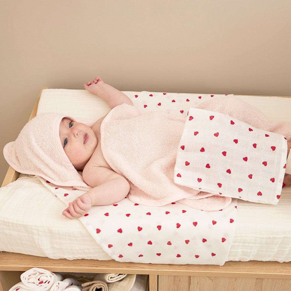 Meyco Σετ 3 Απορροφητικές Λαβέτες/Μουσελίνες Sweet Heart - 30x30cm