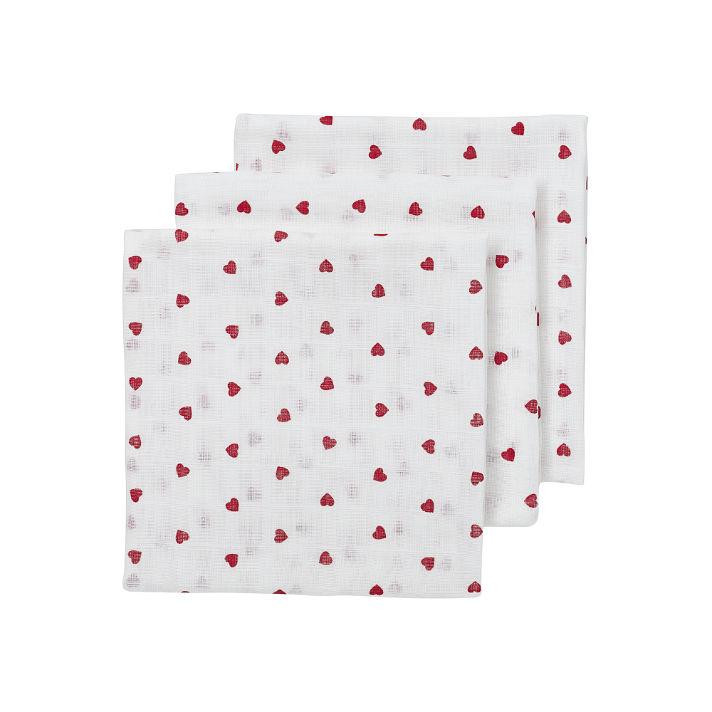 Meyco Σετ 3 Απορροφητικές Λαβέτες/Μουσελίνες Sweet Heart - 30x30cm