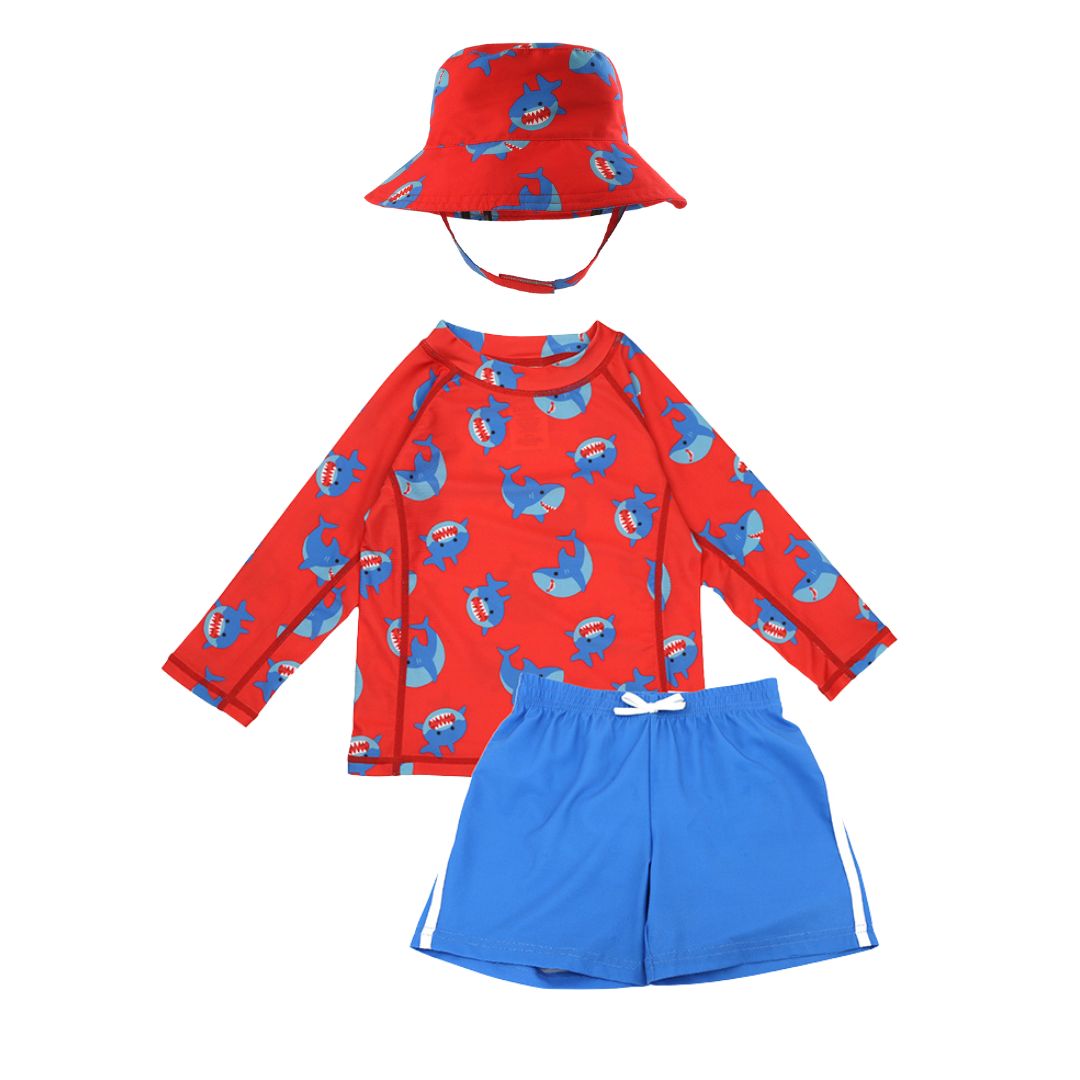 Σετ UV Μαγιώ Bucket Καπέλο Μπλούζα Sherman the Shark