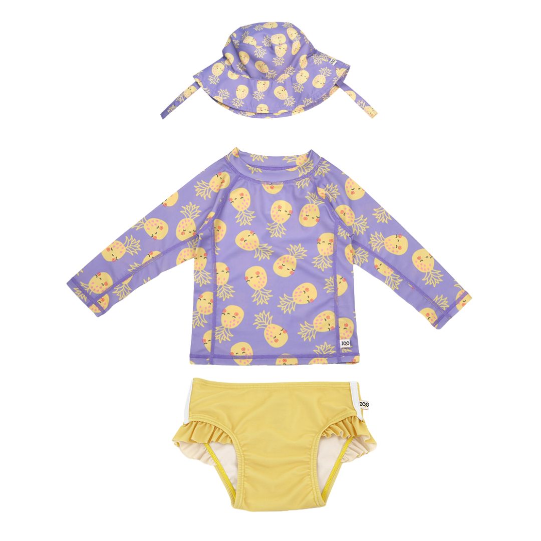 Σετ UV Μαγιώ Bucket Καπέλο Μπλούζα Pineapple