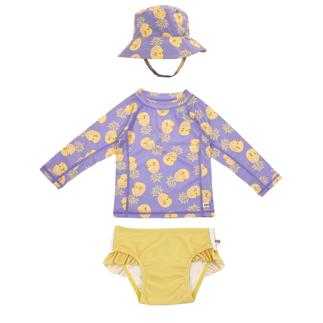 Σετ UV Μαγιώ Bucket Καπέλο Μπλούζα Pineapple