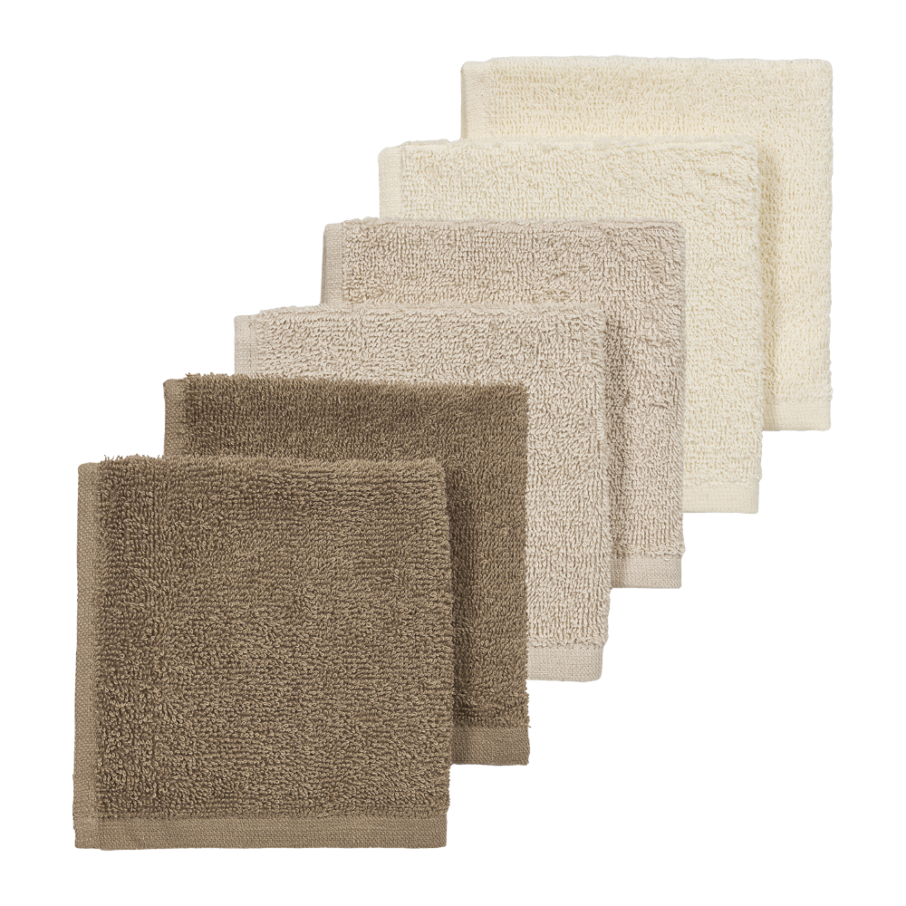 Meyco Πετσετάκια Λαβέτες Πακέτο των 6 Natural/Soft Sand/Taupe (30x30cm)
