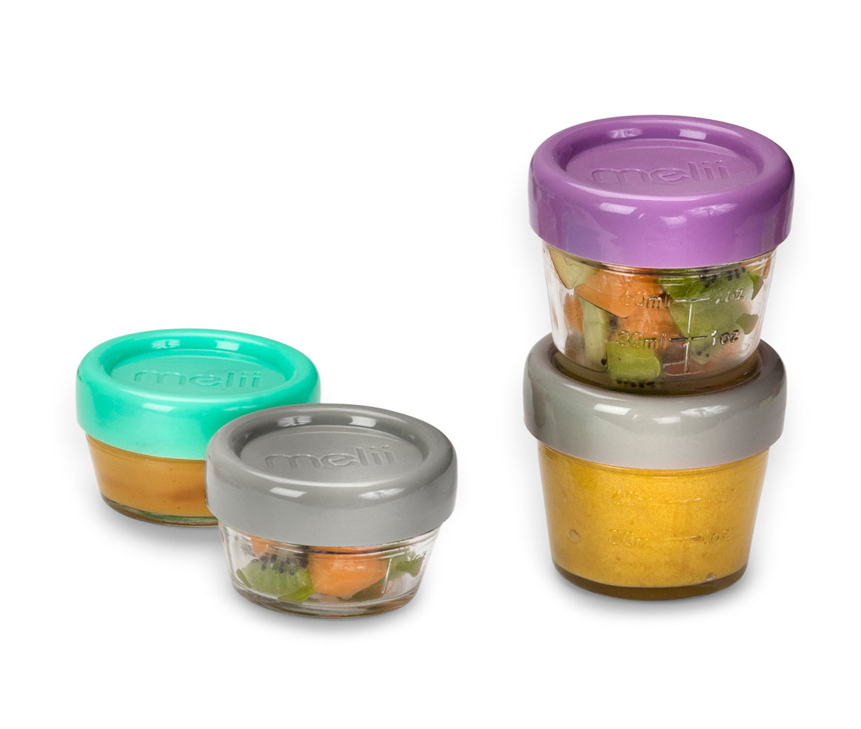Melii - Glass Baby Food Containers (60 ml set of 6 + 120 ml set of 6)