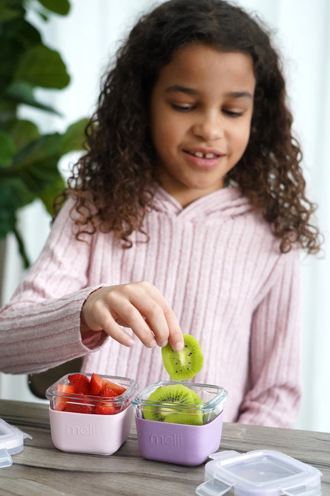 Melii - Glass Containers Σε Θήκες Σιλικόνης (160ml set of 3) - pink,purple,grey