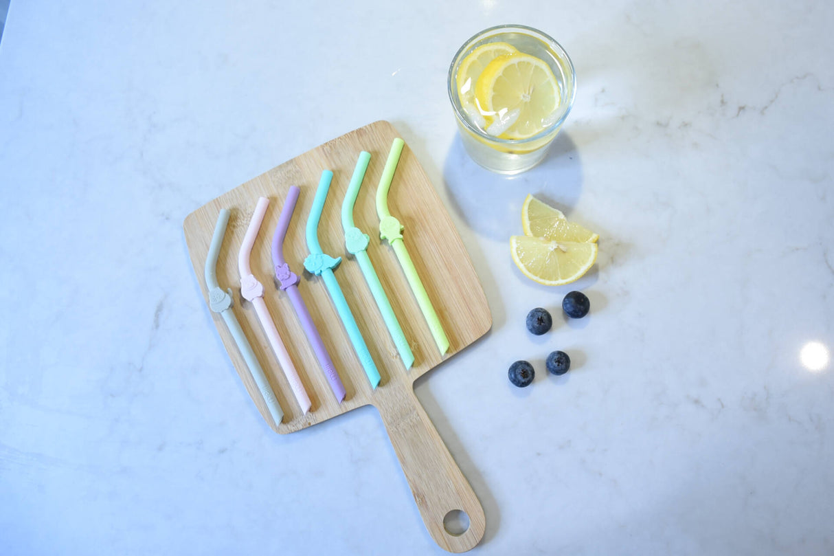 Melii - 6 καλαμάκια σιλικόνης πολλαπλών χρήσεων