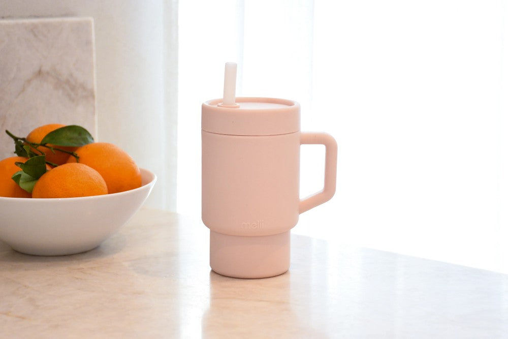 Melii - Παγούρι Σιλικόνης με Καλαμάκι Tumbler Ροζ