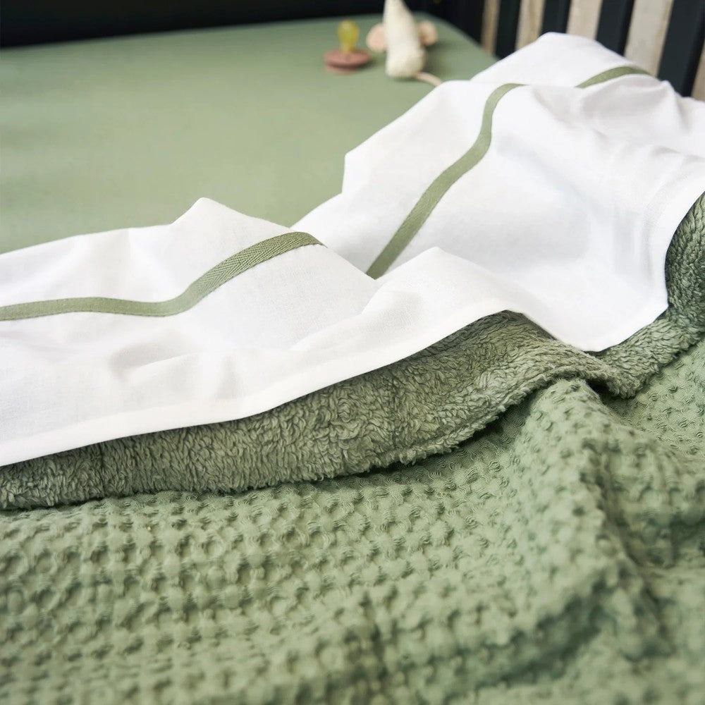 Meyco Κουβέρτα Waffle Teddy Olive Green 100x150cm