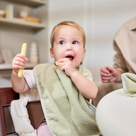 Meyco Σετ 2 Βαμβακερές Σαλιάρες Popcorn natural/soft olive με velcro