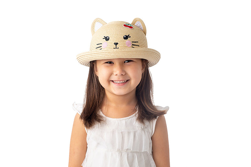 FlapJackKids Ψάθινο Καπέλο UPF 50+ -Cat