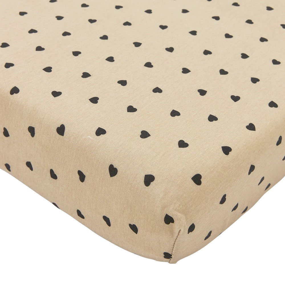 Meyco Σεντόνι με Λάστιχο Jersey Sweet Heart Soft Sand/Black 70x140/150cm