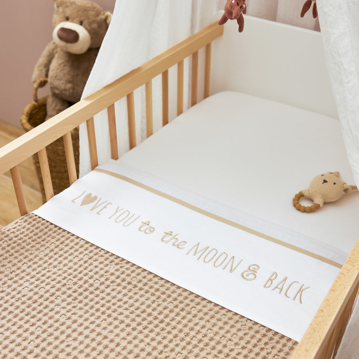 Meyco Σεντόνι Love you to the moon & back Sand 100x150cm