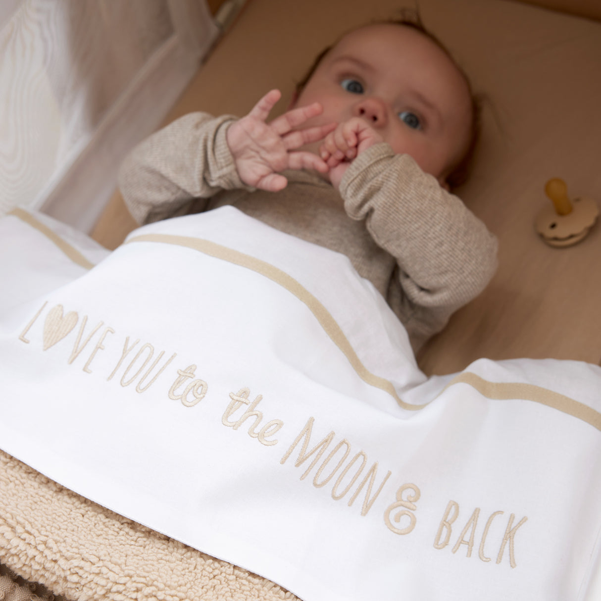 Meyco Σεντόνι Love you to the moon & back Sand 100x150cm