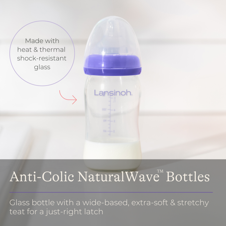 Lansinoh Γυάλινο Μπιμπερό με Θηλή Μεσαίας Ροής (240ml)