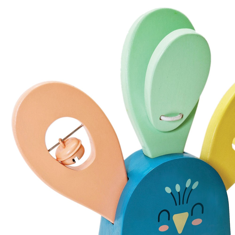 Ξύλινο Μουσικό Σετ ‘Παγώνι’ με Μαράκα, Ζίλιες, Κουδουνάκια και Καστανιέτα