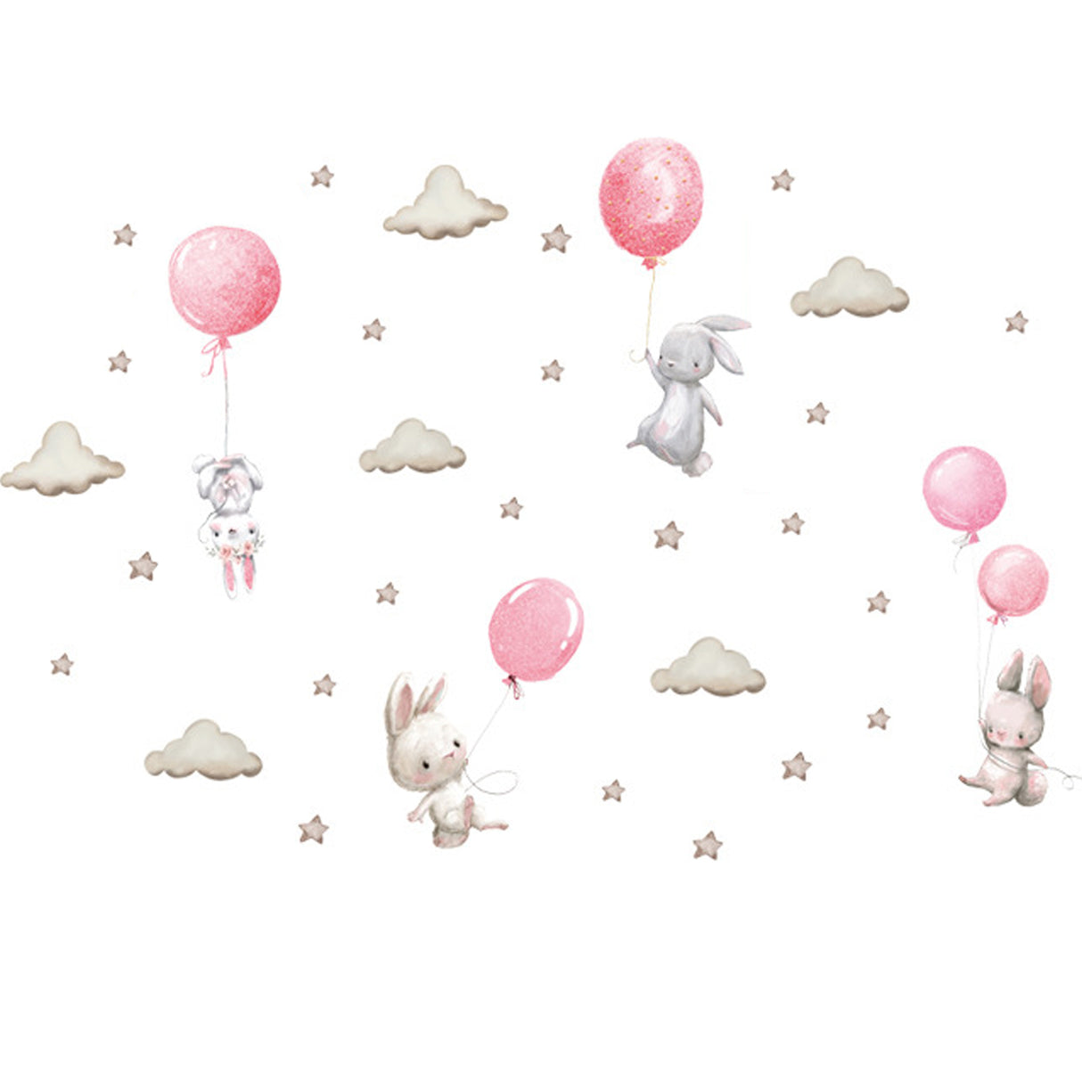 Sipo Wall sticker Bunny Balloons Pink