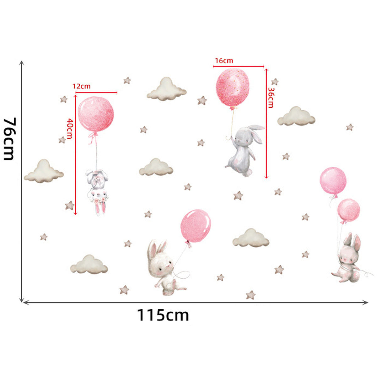 Sipo Wall sticker Bunny Balloons Pink