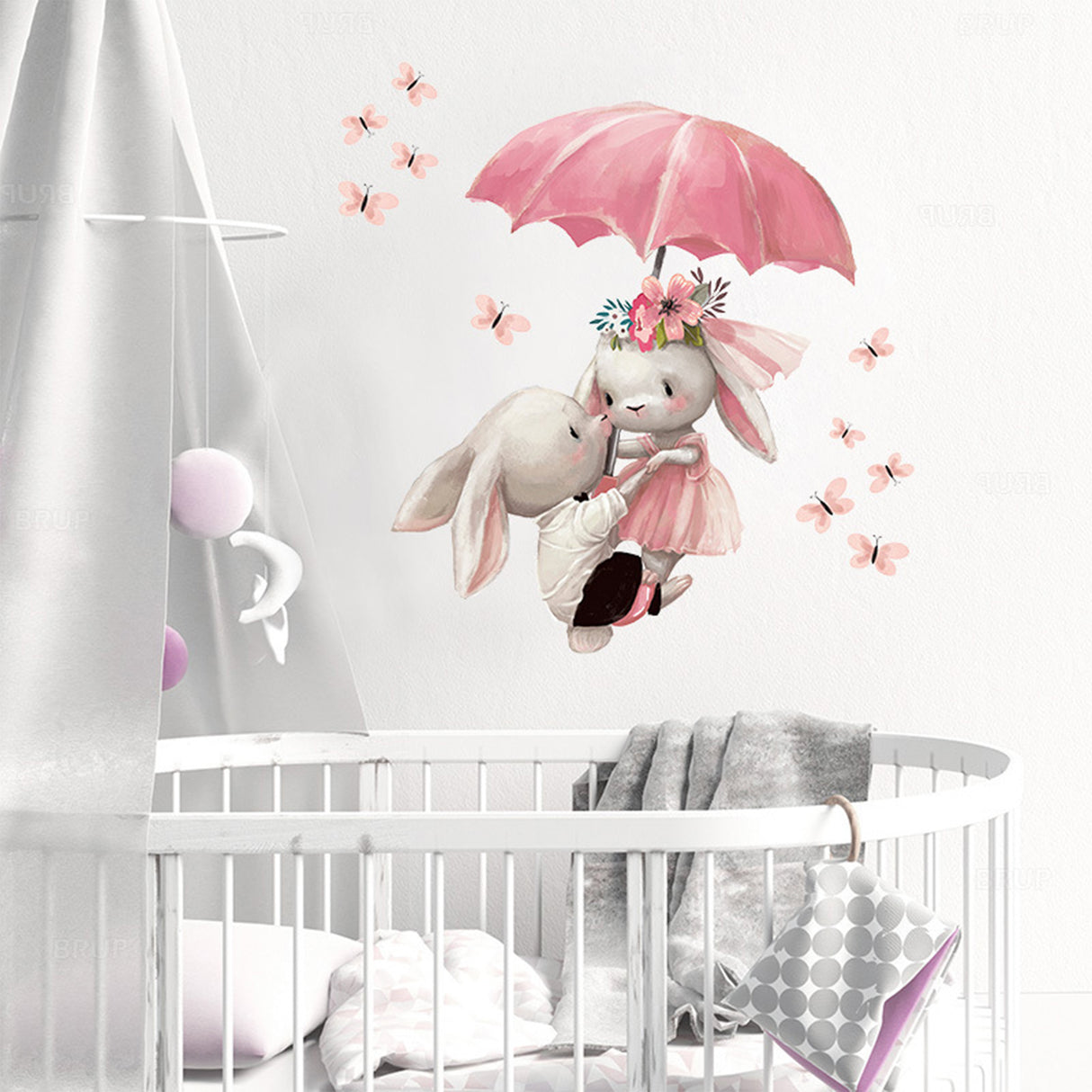 Sipo Wall sticker bunnies with umbrella