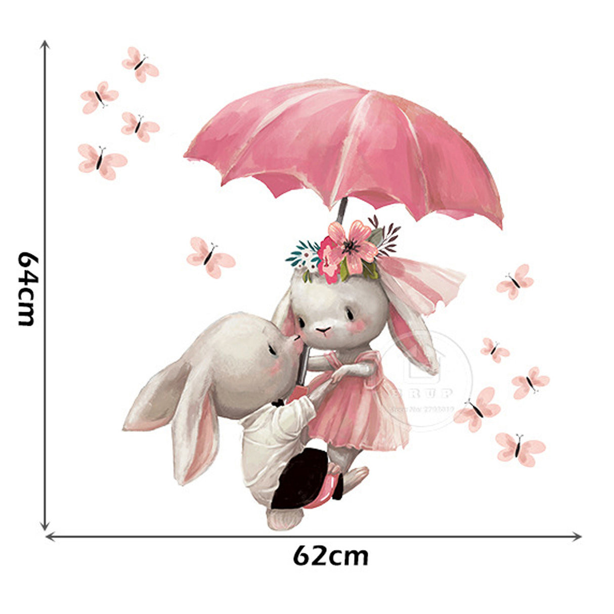 Sipo Wall sticker bunnies with umbrella