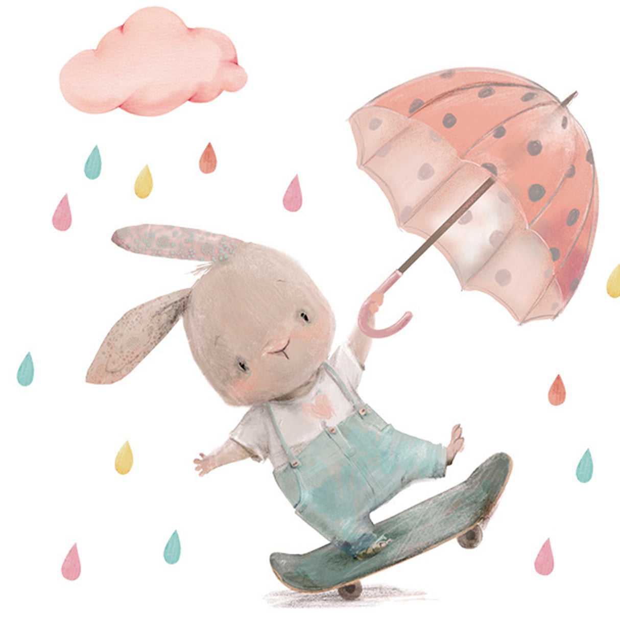 Sipo Wall sticker bunny onskateboard