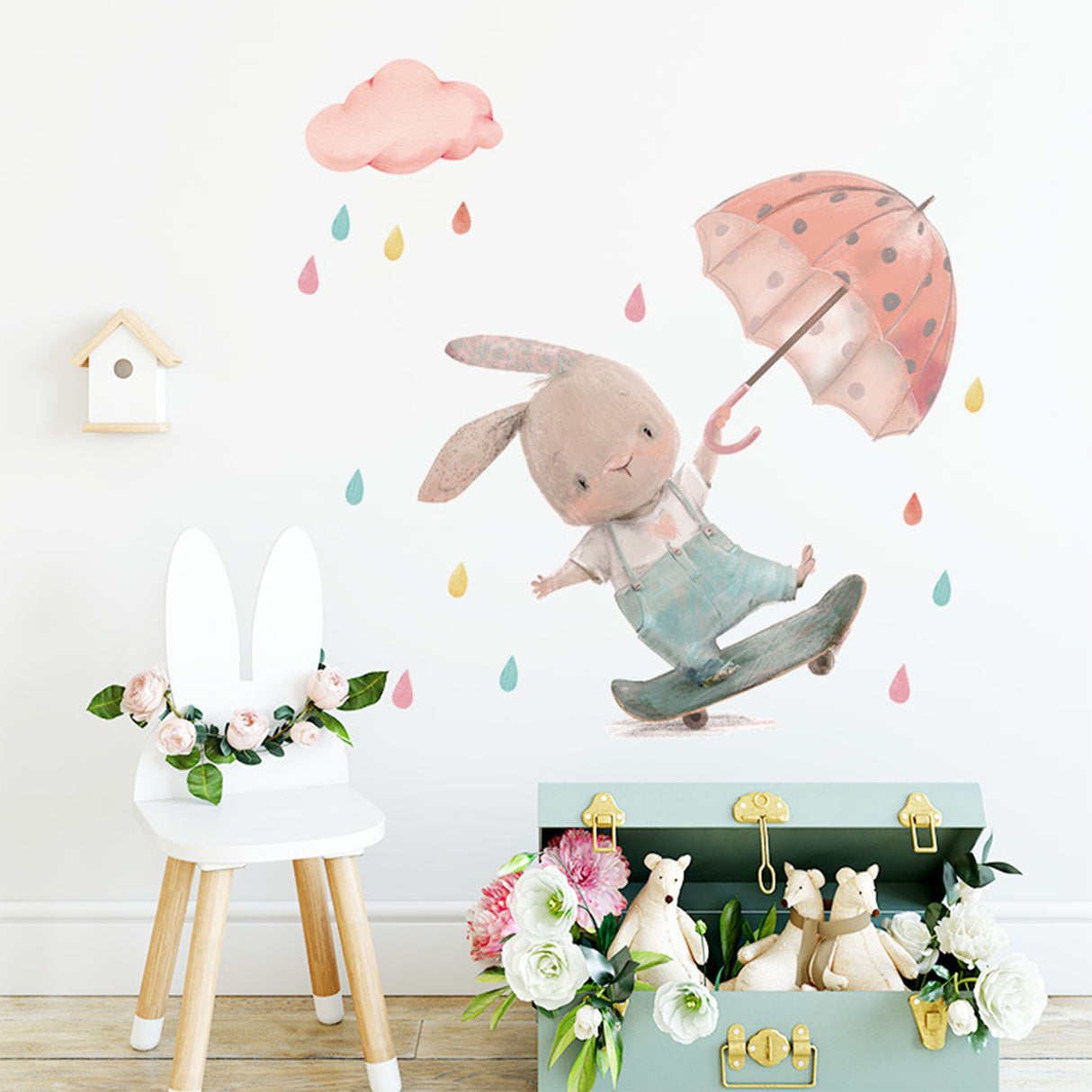 Sipo Wall sticker bunny onskateboard