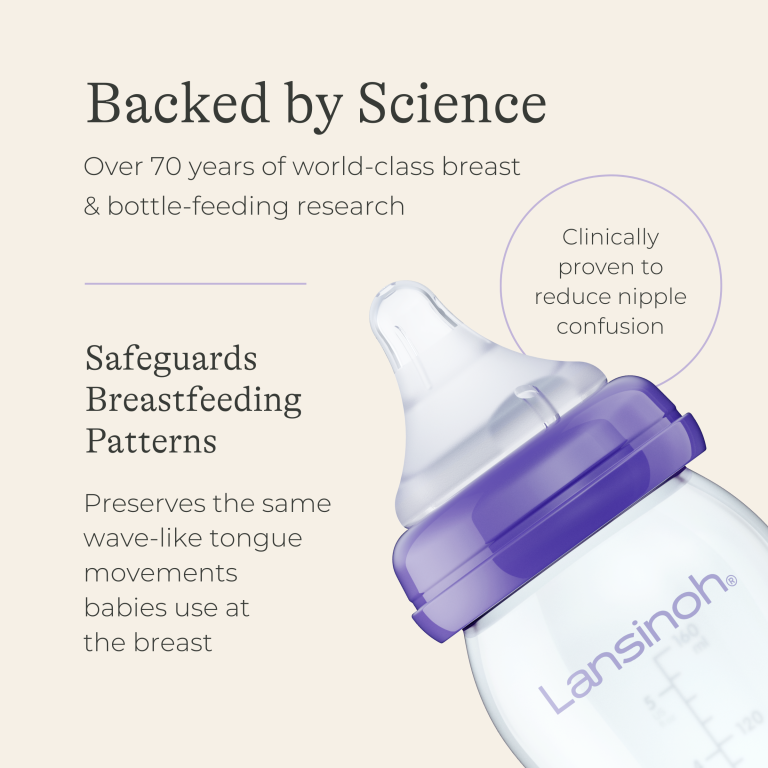 Lansinoh Γυάλινο Μπιμπερό με Θηλή Μεσαίας Ροής (240ml)