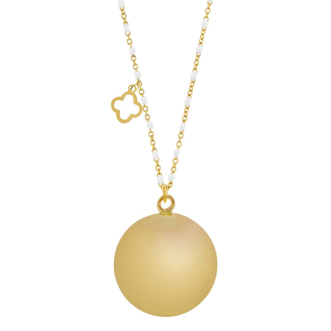 ProudMama Bola Fine Gold Chain White