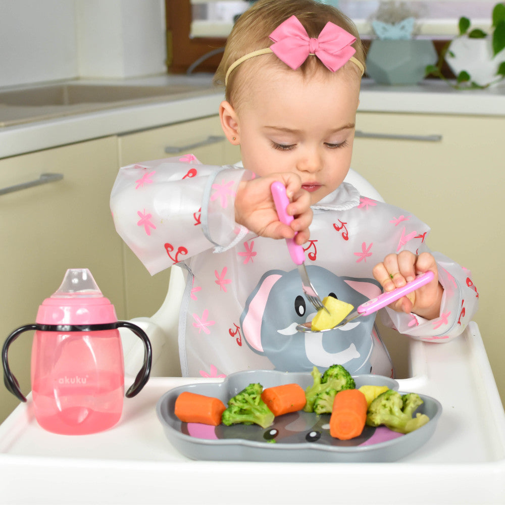 Εκπαιδευτικό Ποτηράκι 280 ml με Χερούλια, (Τυρκουάζ/Ροζ)