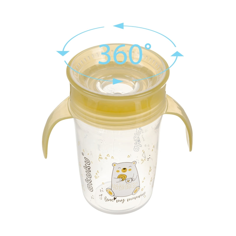 Εκπαιδευτικό Ποτηράκι 360° 240 ml με Χερούλια Yellow