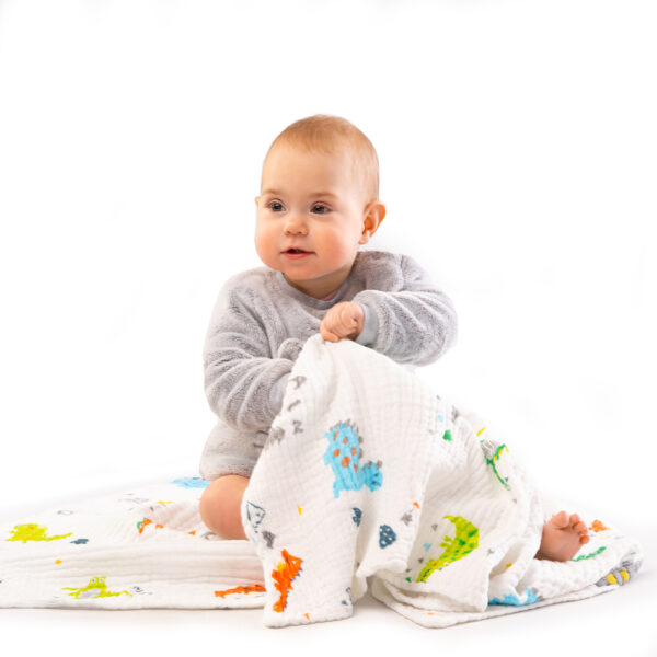 Κουβερτάκι Μουσελίνα Δεινοσαυράκια 110x105 cm