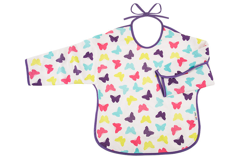 Αδιάβροχη Βαμβακερή Σαλιάρα με Δέσιμο και Μανίκι