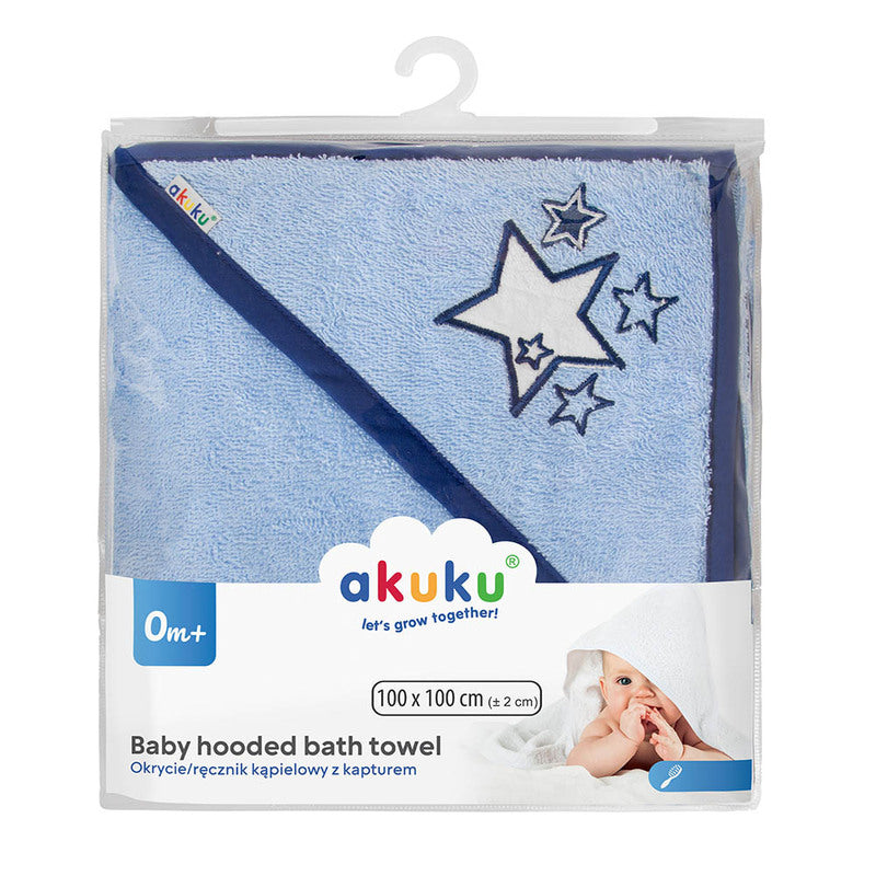 Βρεφική Πετσέτα με Κουκούλα Μπλε Αστέρια
