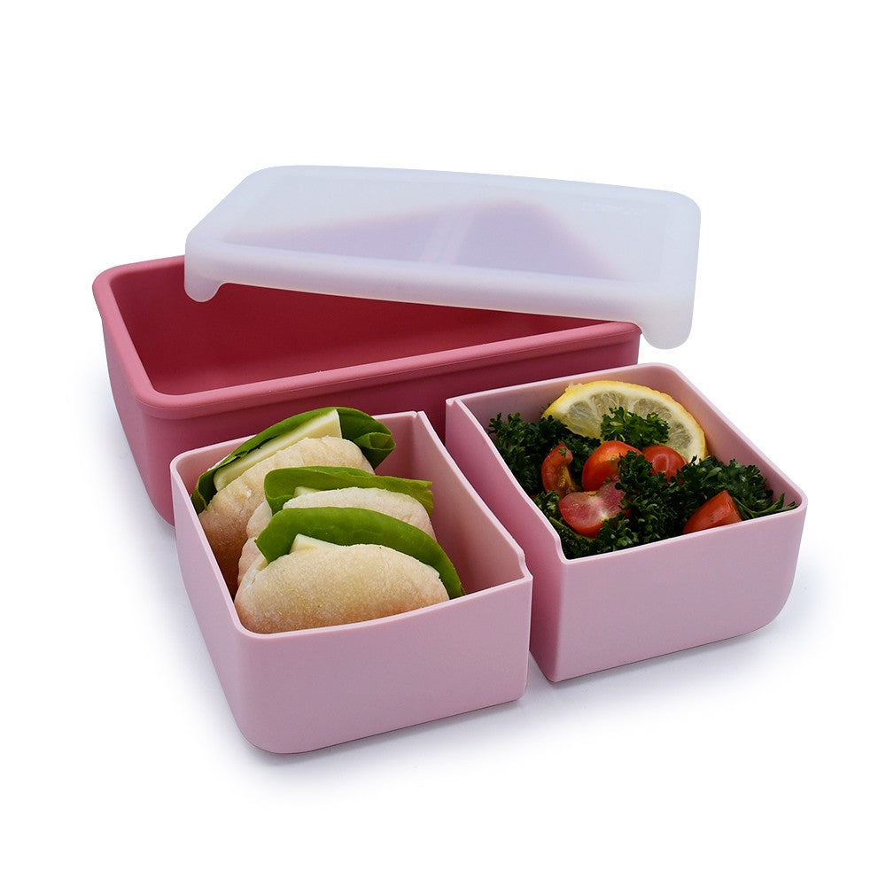 Melii – Bento Σιλικόνης 2 Θέσεων 700ml Blush/Berry