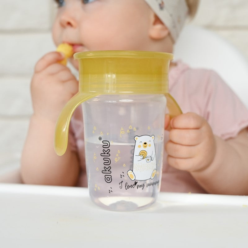 Εκπαιδευτικό Ποτηράκι 360° 240 ml με Χερούλια Black