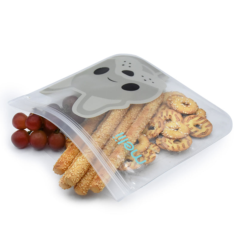 Melii - Επαναχρησιμοποιούμενα Τσαντάκια για σνακ 2 Bulldog + 2 Shark