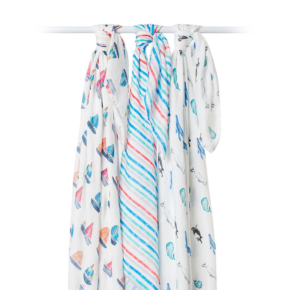 Lulujo 3 Μουσελίνες Bamboo – Out At Sea Swaddling Blankets