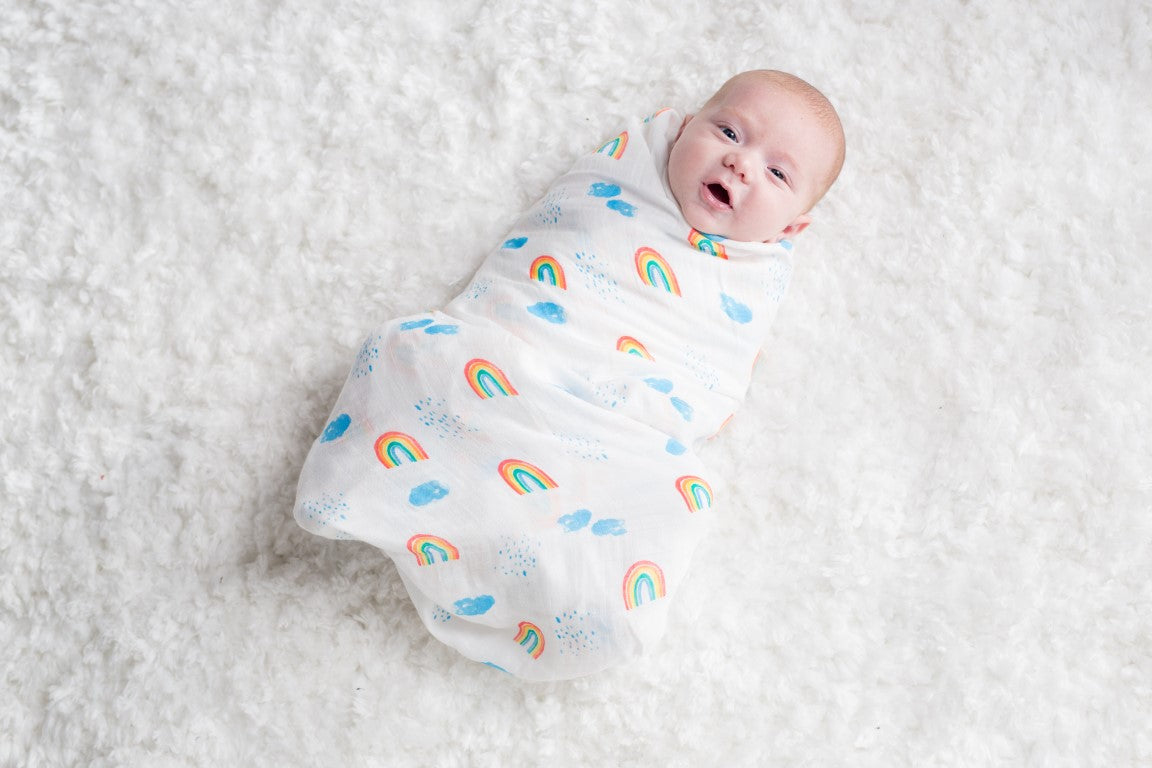 Lulujo Μουσελίνα – Rainbow Sky Swaddling Blanket