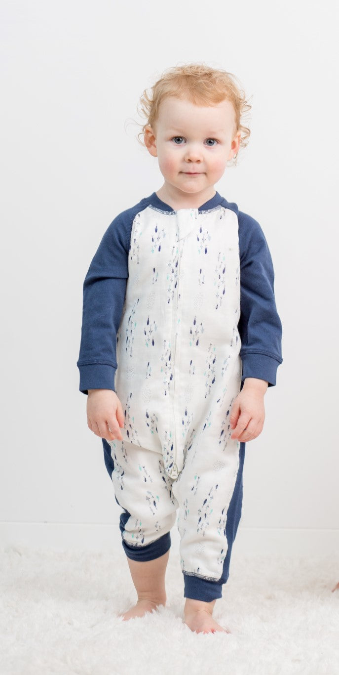 70% Bamboo 30% Cotton Sleepsuit - Fish - S , 1 T