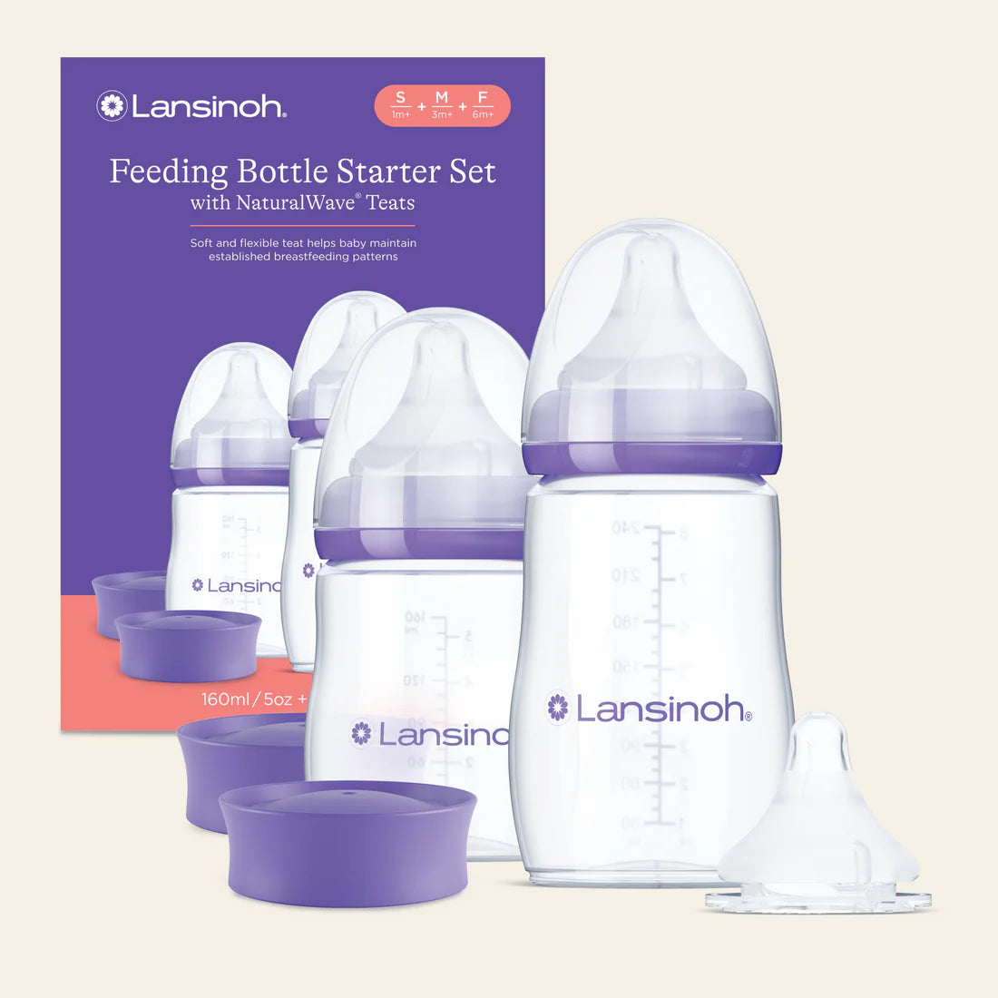 Lansinoh Σετ Μπιμπερό NaturalWave (160ml+240ml+1 Ανταλλακτική Θηλή)