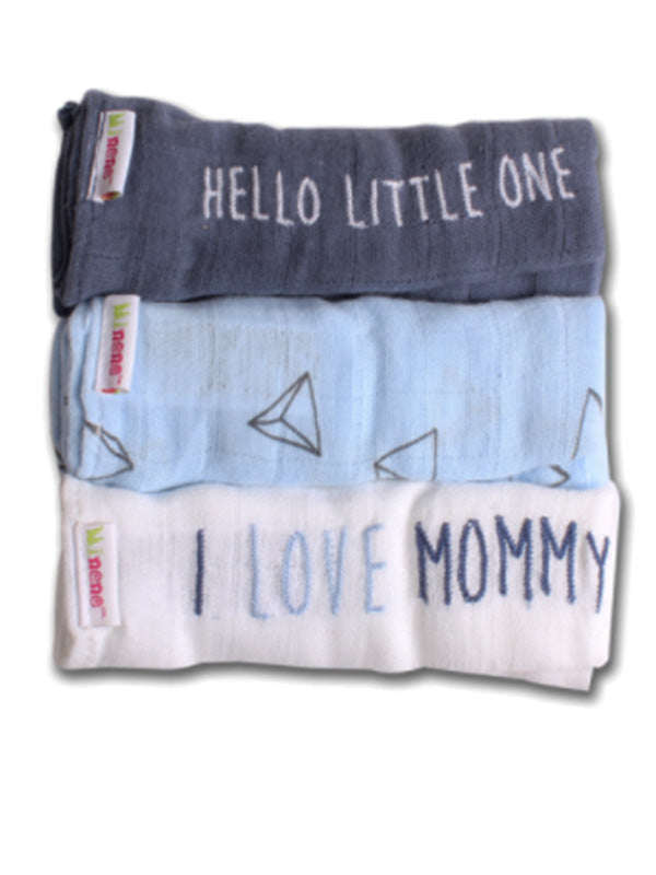 Minene Μουσελίνες Σετ των 3 (I love mommy)