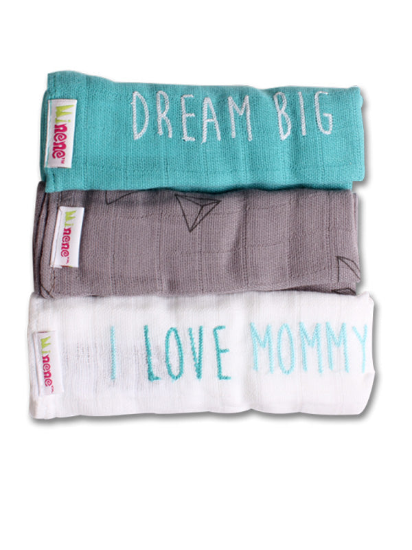 Minene Μουσελίνες Σετ των 3 (I love mommy)