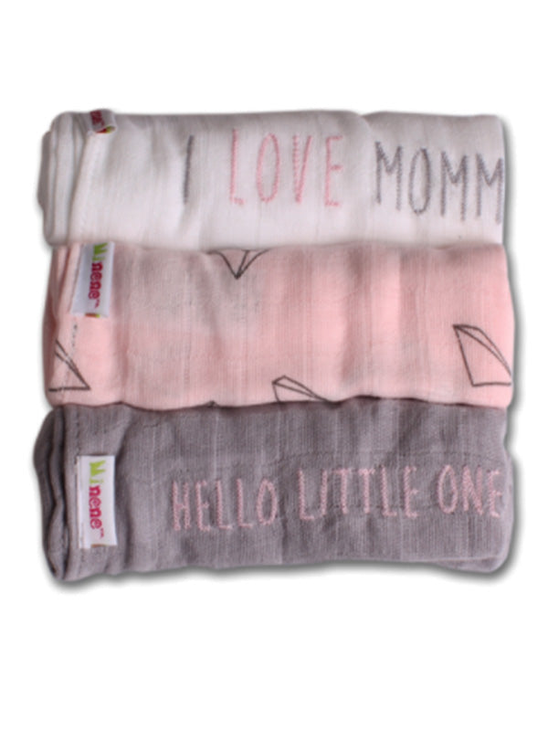 Minene Μουσελίνες Σετ των 3 (I love mommy)