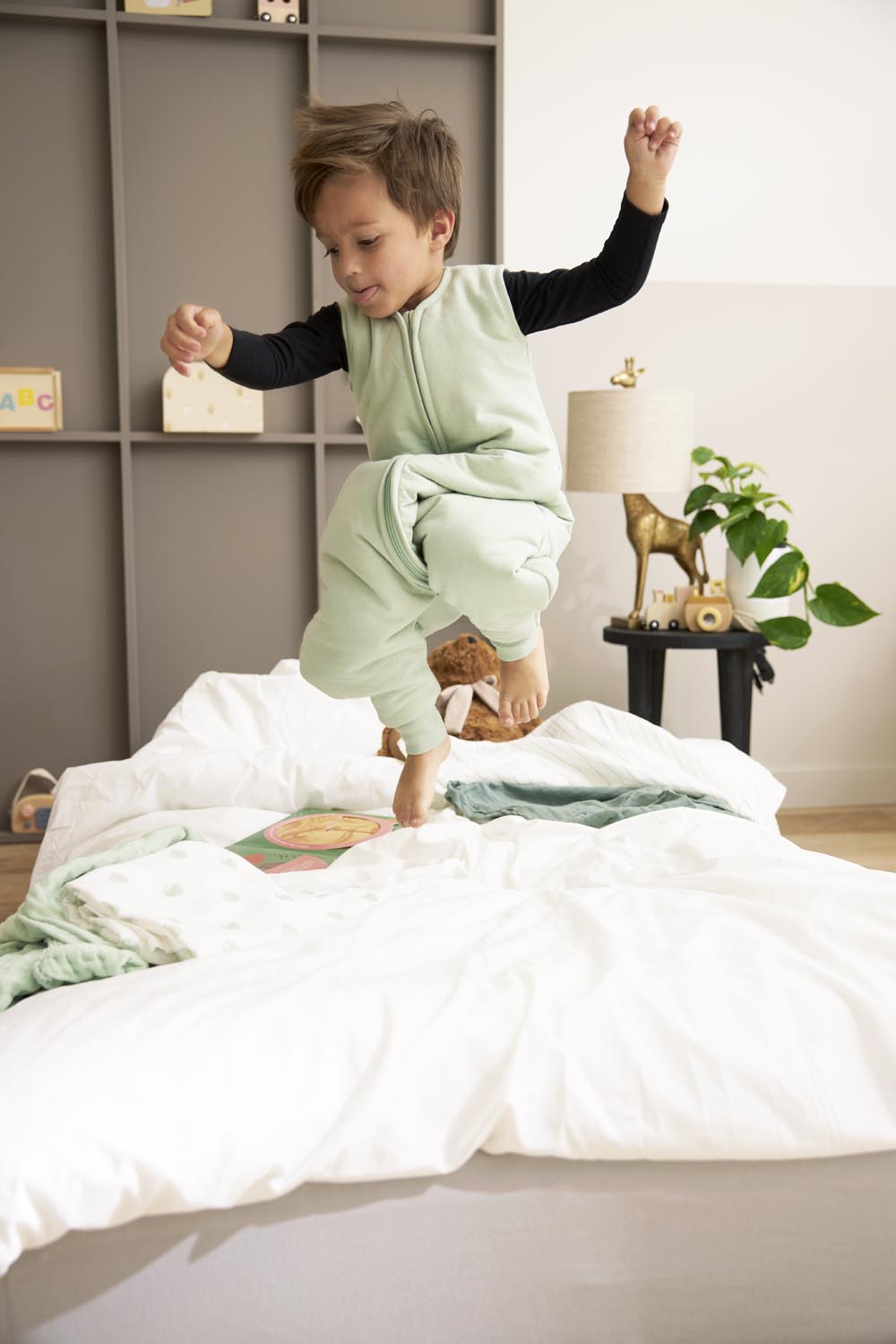 Meyco Υπνόσακος με πόδια Slub - soft green (9 μηνών-5 ετών)