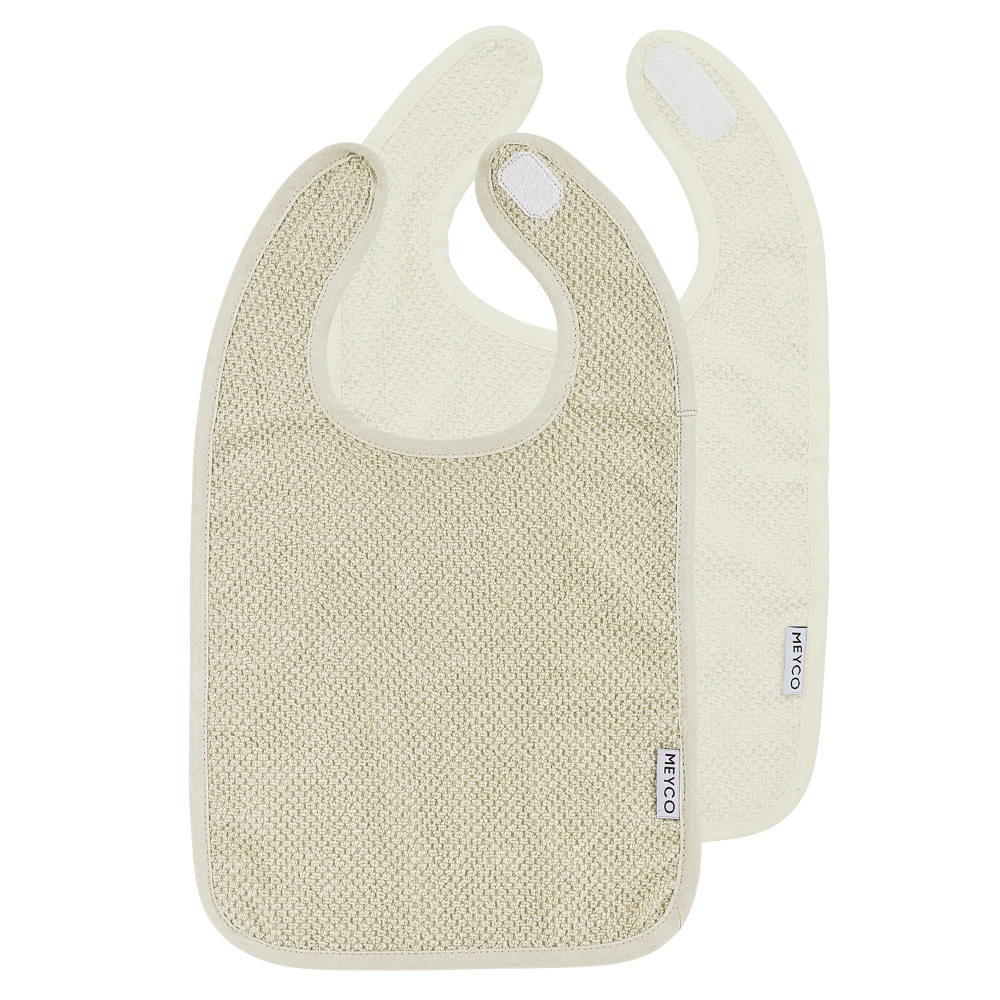 Meyco Σετ 2 Βαμβακερές Σαλιάρες Popcorn natural/soft sand με velcro