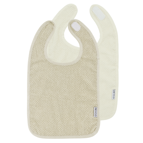 Meyco Σετ 2 Βαμβακερές Σαλιάρες Popcorn natural/soft sand με velcro